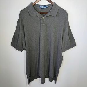 Polo Ralph Lauren Gray Short Sleeve Polo Shirt Embroidered Pony Logo Mens XXL